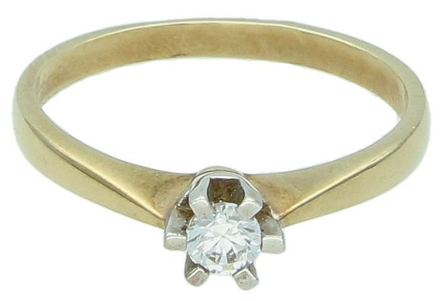 Złoty pierścionek zaręczynowy z cyrkonią Efektowne zaręczyny PI 259. Złoty pierścionek 333 zaręczynowy z jedną cyrkonią ozdobiona koroną o ażurowej formie. 1.jpg